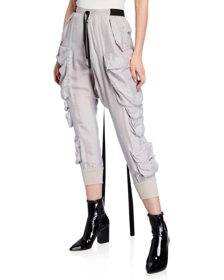 Silk Cargo Parachute Pants