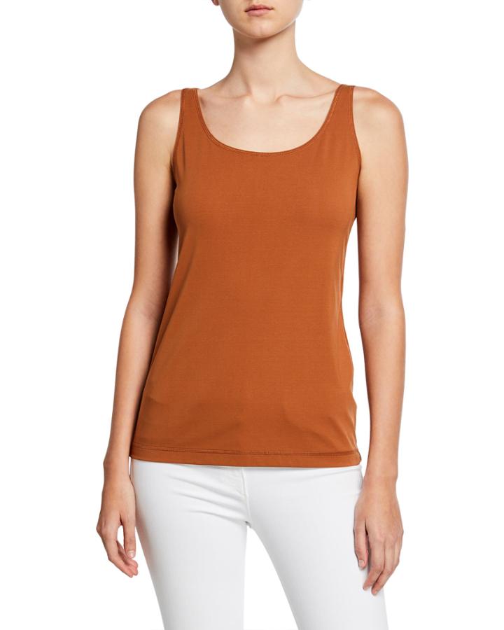 Modern Scoop-neck Ribbed Cotton Tank