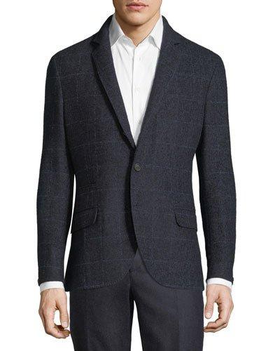 Traditional Deconstructed Windowpane Blazer