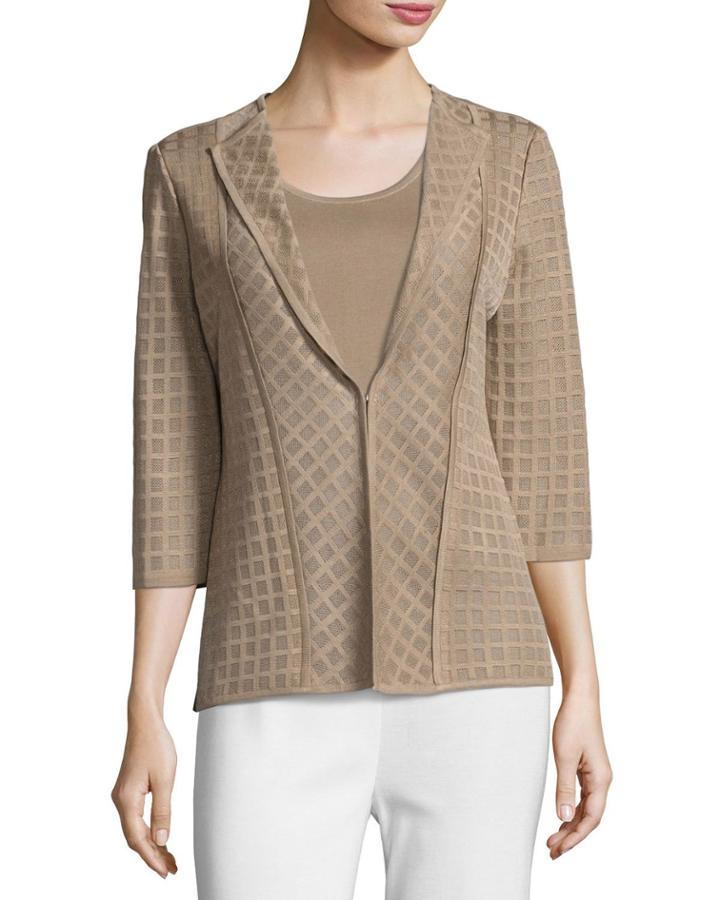 Lattice Textured 3/4-sleeve Jacket,
