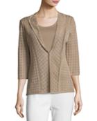 Lattice Textured 3/4-sleeve Jacket,