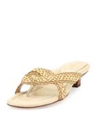 Newtwist Knotted Slide Sandal, Peanut/gold/white