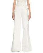Sailor-button High-waist Jeans, White