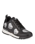 Sequin Heart Leather Trainer