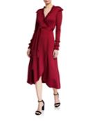 Long V-neck Tie Dress