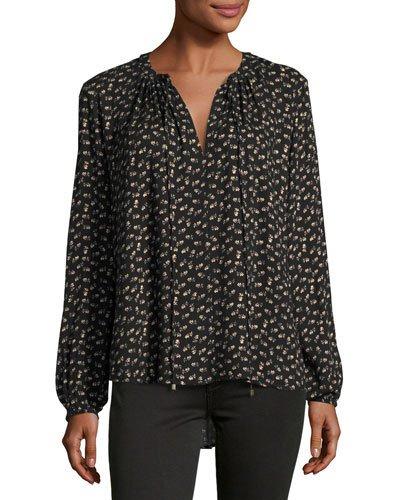 Townsend Floral-print Blouse, Black Pattern
