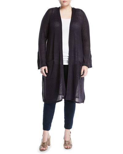 Ribbed Split-hem Duster Cardigan