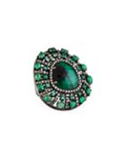 Mixed-cut Emerald Ring W/ Diamonds,