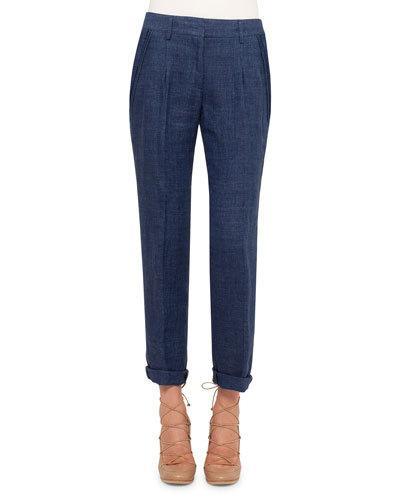 Mia Slim-leg Cropped Pants, Denim