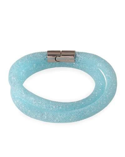 Stardust Convertible Crystal Mesh Bracelet/choker, Light Blue,