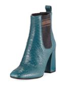 Block-heel Python Sock-gore Ankle Booties