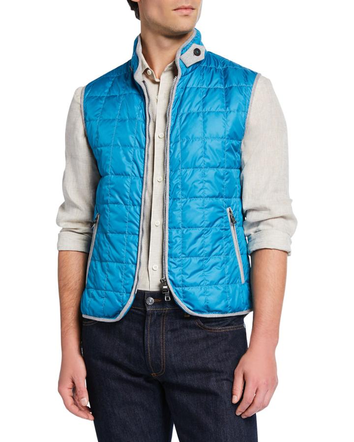 Men's Square Quilted Zip-front Vest