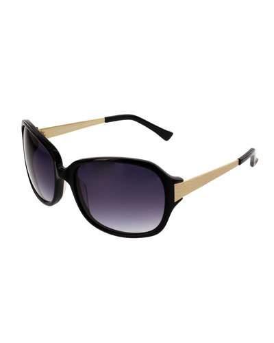 Thinline Square Sunglasses, Black/gold