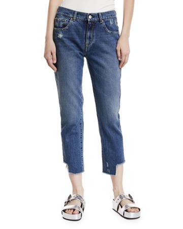 Gemma Mid-rise Distressed Straight-leg Crop Jeans
