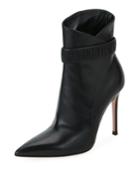 Gathered Smooth Leather Booties