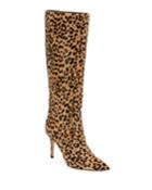 Leopard-print Calf Hair Knee Boots