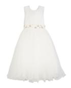 Glitter Sheer Dress W/ Embellished Waist,