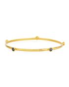 Skittle 24k Gold Delicate Stacking Bangle Bracelet With 5 Black Diamonds