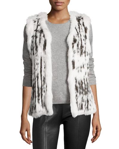 Rabbit Fur Vest, Gray/white