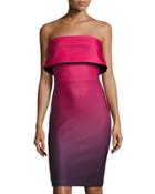 Popover Strapless Ombr&eacute; Scuba Dress, Wine