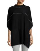 Cashmere Piped Mock-neck Poncho