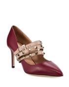Leather Rockstud Wrap-strap Pumps