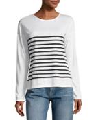 Between The Lines Striped Tee, White/black