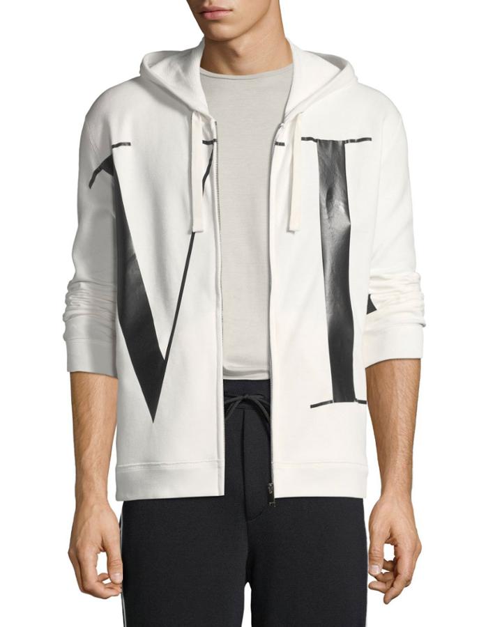 Men's Vltn Logo-print Zip-front Hoodie