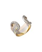 Estate 18k Tri-color Double-c Ring W/ Diamonds,