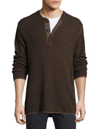 Marled Henley T-shirt, Brown