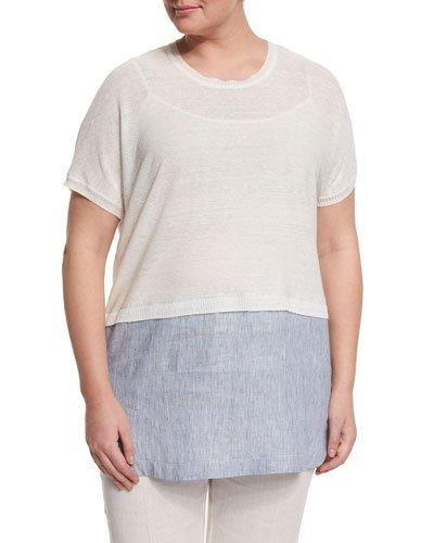 Short-sleeve Tunic With Shirttail Hem,