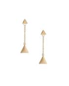 Dangling Linear Triangle Earrings, Golden