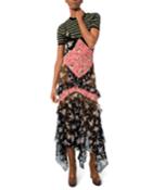 Floral-patchwork Chiffon Ruffled