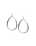 Beaded Agate Teardrop Earrings, Blue
