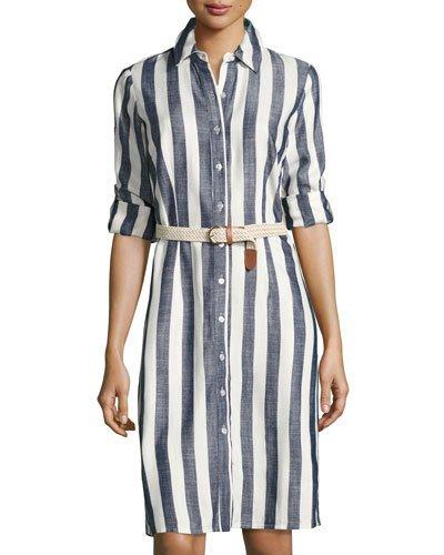 Tanner Striped Shirtdress, Blue/white