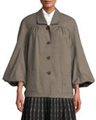Tweed Bubble-sleeve Button-front Jacket