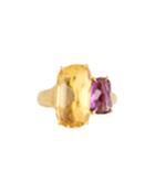 Murano 18k Gold Citrine & Tourmaline Ring