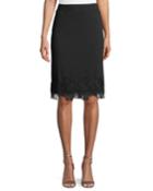 Pull-on Embroidered-hem Pencil