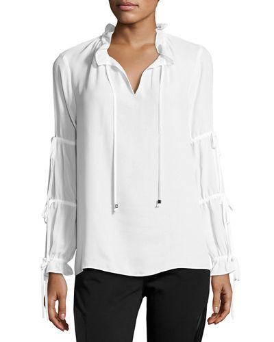 Drawstring-sleeve Peasant Blouse