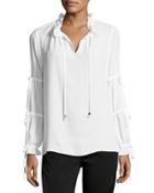Drawstring-sleeve Peasant Blouse