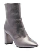 Lou Metallic Leather Low-heel Booties