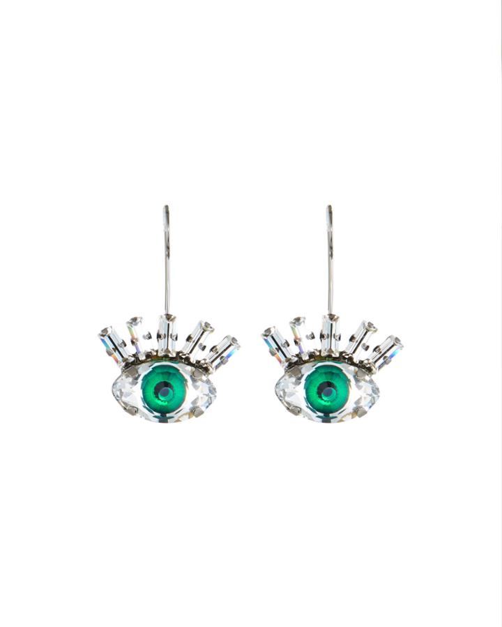 Crystal Green Eye Earrings