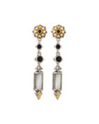 Ismene Black Agate & Mother-of-pearl Dangle Earrings