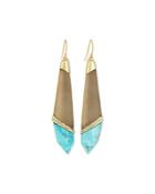 Crystal Elongated Wire Earrings, Warm Gray
