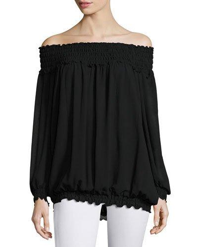 Off-the-shoulder Blouse, Black