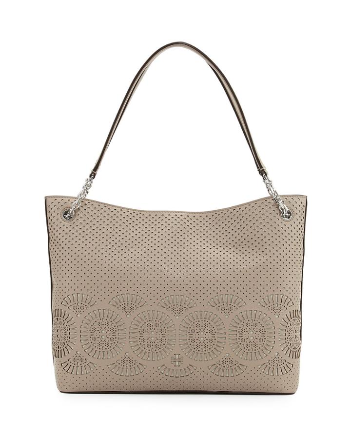 Zoey Perforated Leather Tote Bag