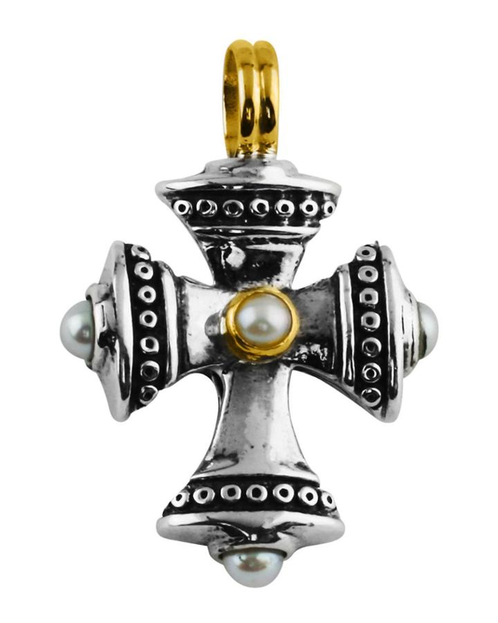 Petite Pearl Cross Pendant