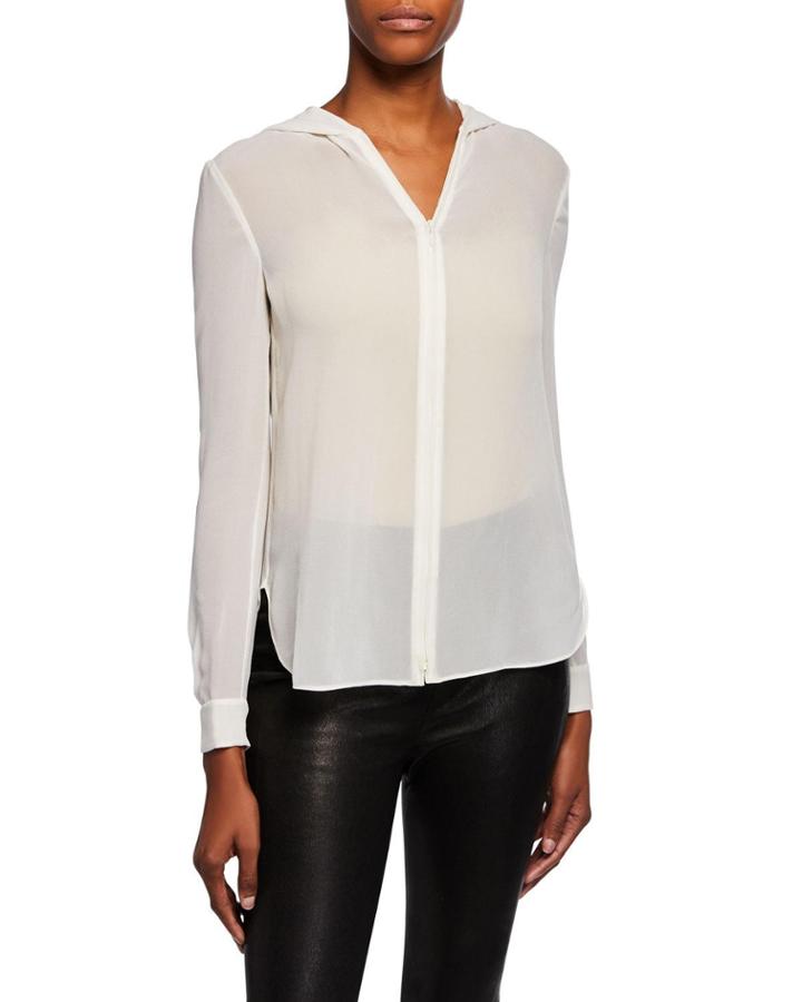 Silk Hooded Zip Top