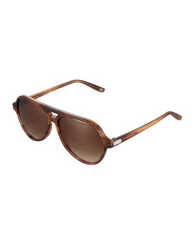 Modified Aviator Acetate Sunglasses, Brown