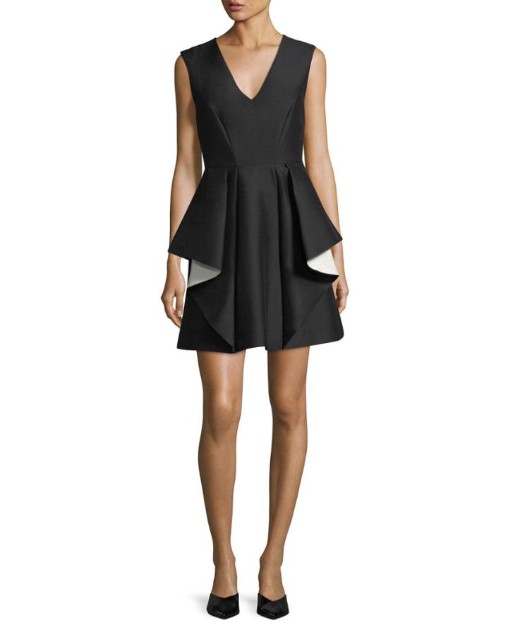 Contrast Ruffle Mini Cocktail Dress